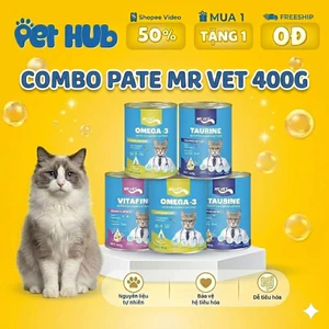 Combo 10 & 5 Lon Pate MR VET Dạng Hộp 400g Thức Ăn Ướt Cho Mèo Bổ Sung Dinh Dưỡng Toàn Diện