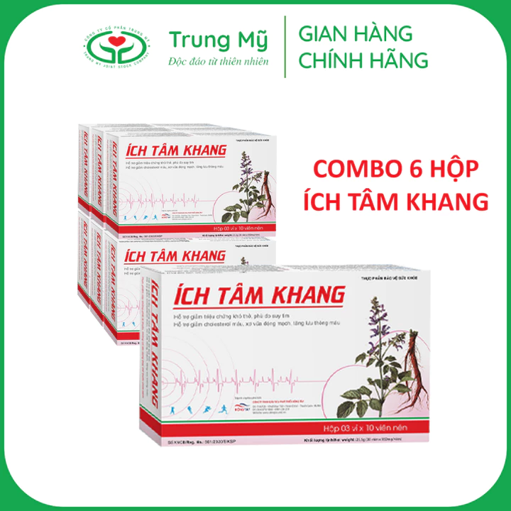 Combo 6 hộp Ích Tâm Khang hộp 30v dùng cho người suy tim, giảm các triệu chứng ho, khó thở, đau ngực