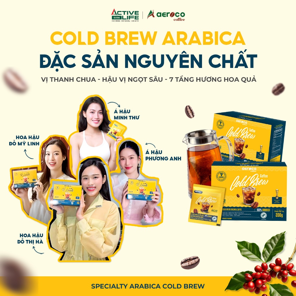 Cà Phê Cold Brew Aeroco 100% Arabica Đặc Sản  - Cà phê ủ lạnh túi lọc Nhật Bản cao cấp