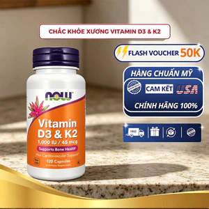 Viên uống Now Vitamin D3 K2 giúp xương chắc khỏe, tăng hệ miễn dịch