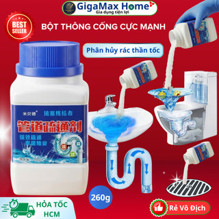 Combo 2 Lọ Bột Thông Cống Siêu Tốc Mibeide 260g (Nội Địa Trung) Phân Hủy Dầu Mỡ, Tóc Rác Khử Mùi Hôi Cống -GigaMax Home