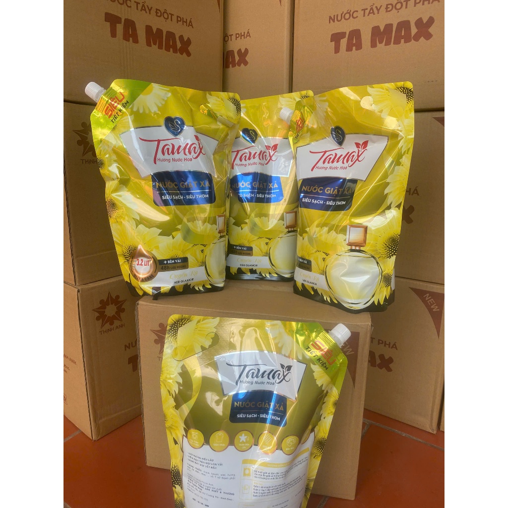 Nước Giặt Xả TA MAX Hương Nước Hoa 3.2L Đậm Đặc Lưu Hương Dài Lâu Dùng Cho Giặt Tay Và Giặt Máy