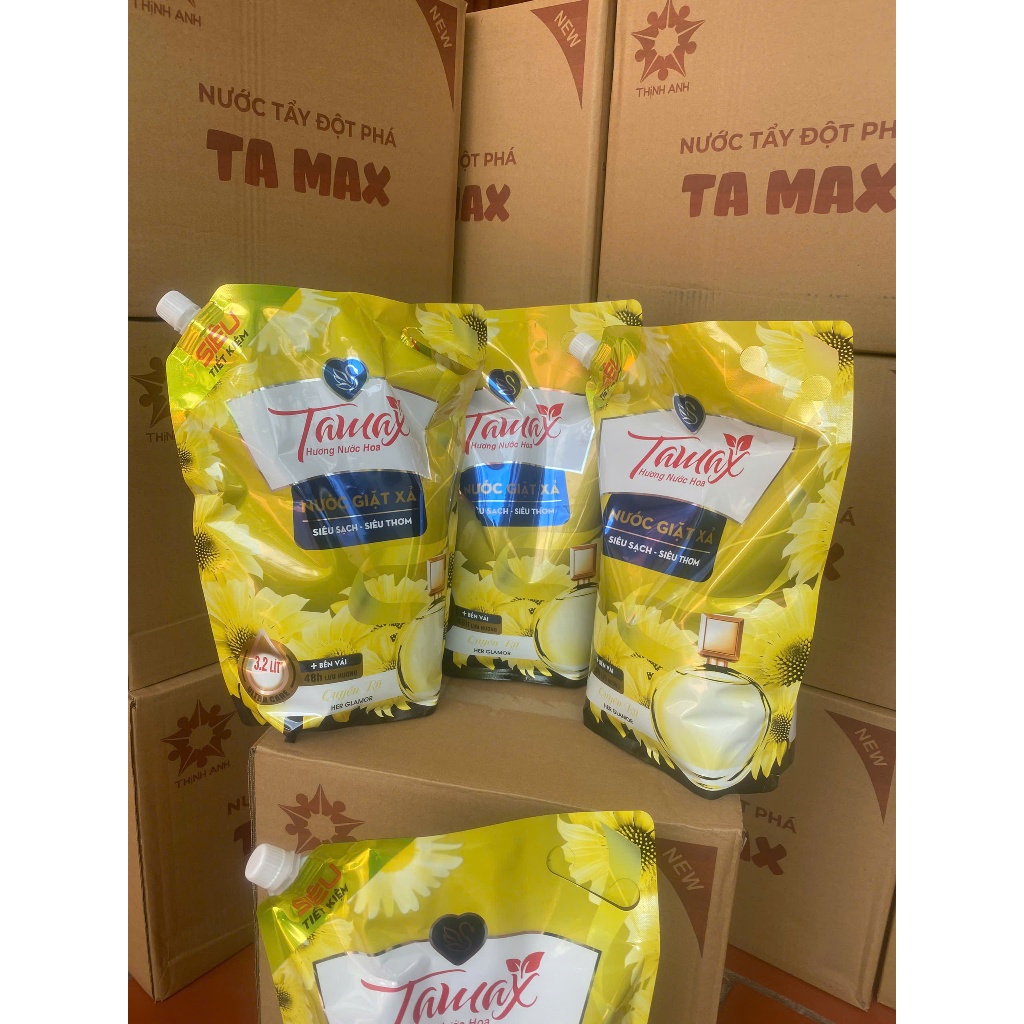 Nước Giặt Xả TA MAX Hương Nước Hoa 3.2L Đậm Đặc Lưu Hương Dài Lâu Dùng Cho Giặt Tay Và Giặt Máy