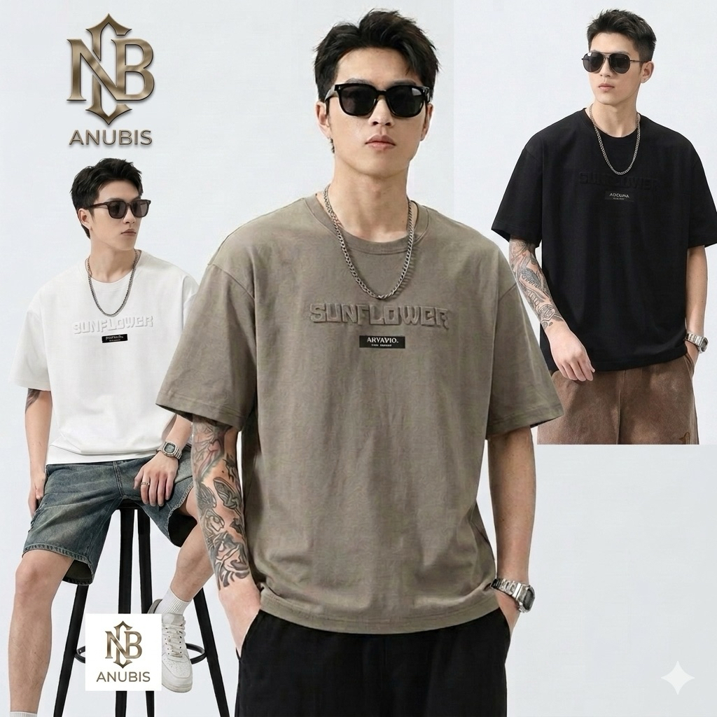 Áo Phông Nam Thêu ANUBIS Chất Liệu Vải Cotton Mềm Mại Thiết Kế Basic Phong Cách Hàn Quốc M-3XL 40-90KG 3792