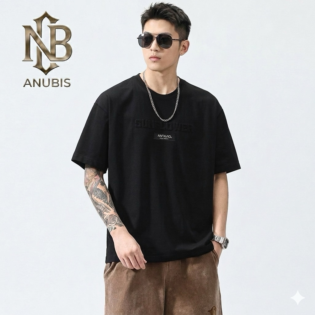 Áo Phông Nam Thêu ANUBIS Chất Liệu Vải Cotton Mềm Mại Thiết Kế Basic Phong Cách Hàn Quốc M-3XL 40-90KG 3792