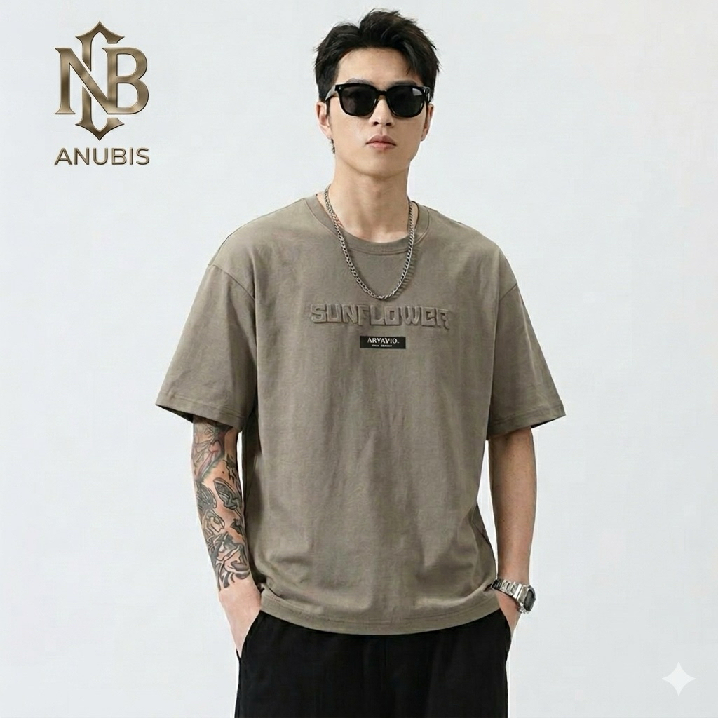Áo Phông Nam Thêu ANUBIS Chất Liệu Vải Cotton Mềm Mại Thiết Kế Basic Phong Cách Hàn Quốc M-3XL 40-90KG 3792