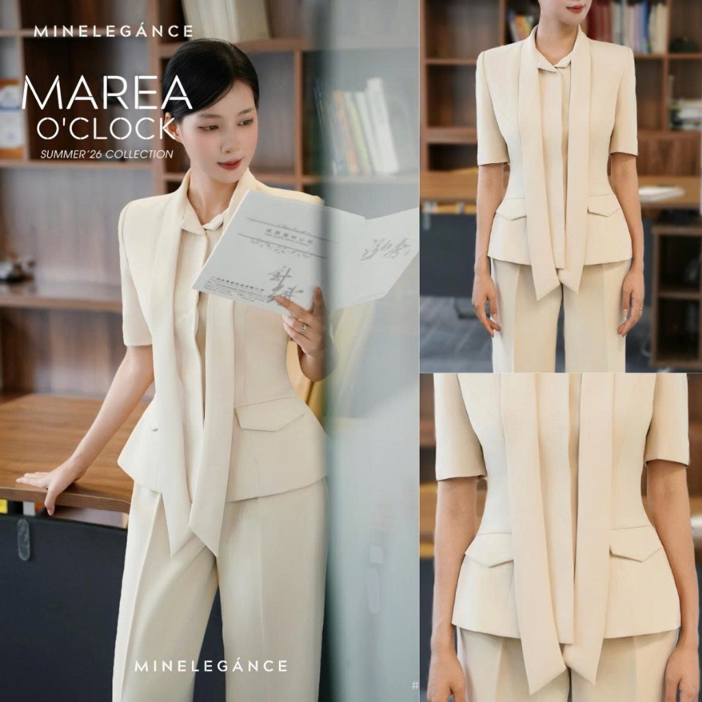 MINELEGÁNCE- SET CỔ NƠ QUẦN ỐNG ĐỨNG CÔNG SỞ, SANG TRỌNG - MIN37