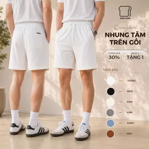 Quần short nam BAMI HOME, chất vải nhung gân cao cấp, form trên gối năng động, thoáng khí QNG02