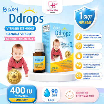 [ Hàng Canada xách tay về liên tục date 9/2029] Vitamin D3 dạng Baby Drops 400 IU 90 giọt bổ sung vitamin D3 cho trẻ nhỏ