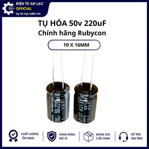 Tụ hóa 220uF 50V kích thước 10x16mm màu đen chính hãng Rubycon