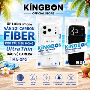 Ốp iPhone KiNGBON Vân Carbon FIBER UltraThin dẻo Siêu Mỏng 0.8mm Nút Bấm Kim Loại MA-0P2