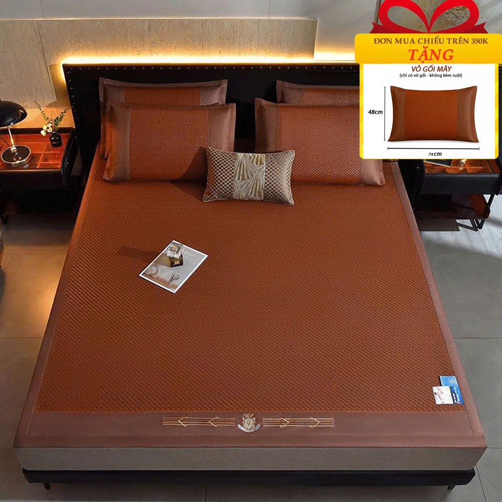 Chiếu Mây Điều Hoà Cuộn Gấp Gọn Cao Cấp  - Có Lớp Đệm, Viền Vải, Dễ Vệ Sinh, Mát Lạnh Tự Nhiên, Không Mùi, Không Gãy