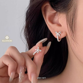 Bông tai nữ chuôi bạc 925 Eleanor Accessories hình nơ đính đá phụ kiện trang sức khuyên tai 11977