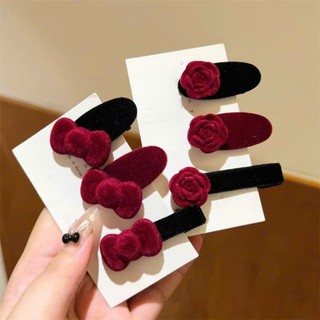 (Mẫu mới) Kẹp tóc thời trang nữ bông hoa hồng đỏ vải nhung mới lạ