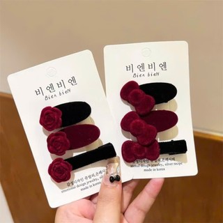 (Mẫu mới) Kẹp tóc thời trang nữ bông hoa hồng đỏ vải nhung mới lạ