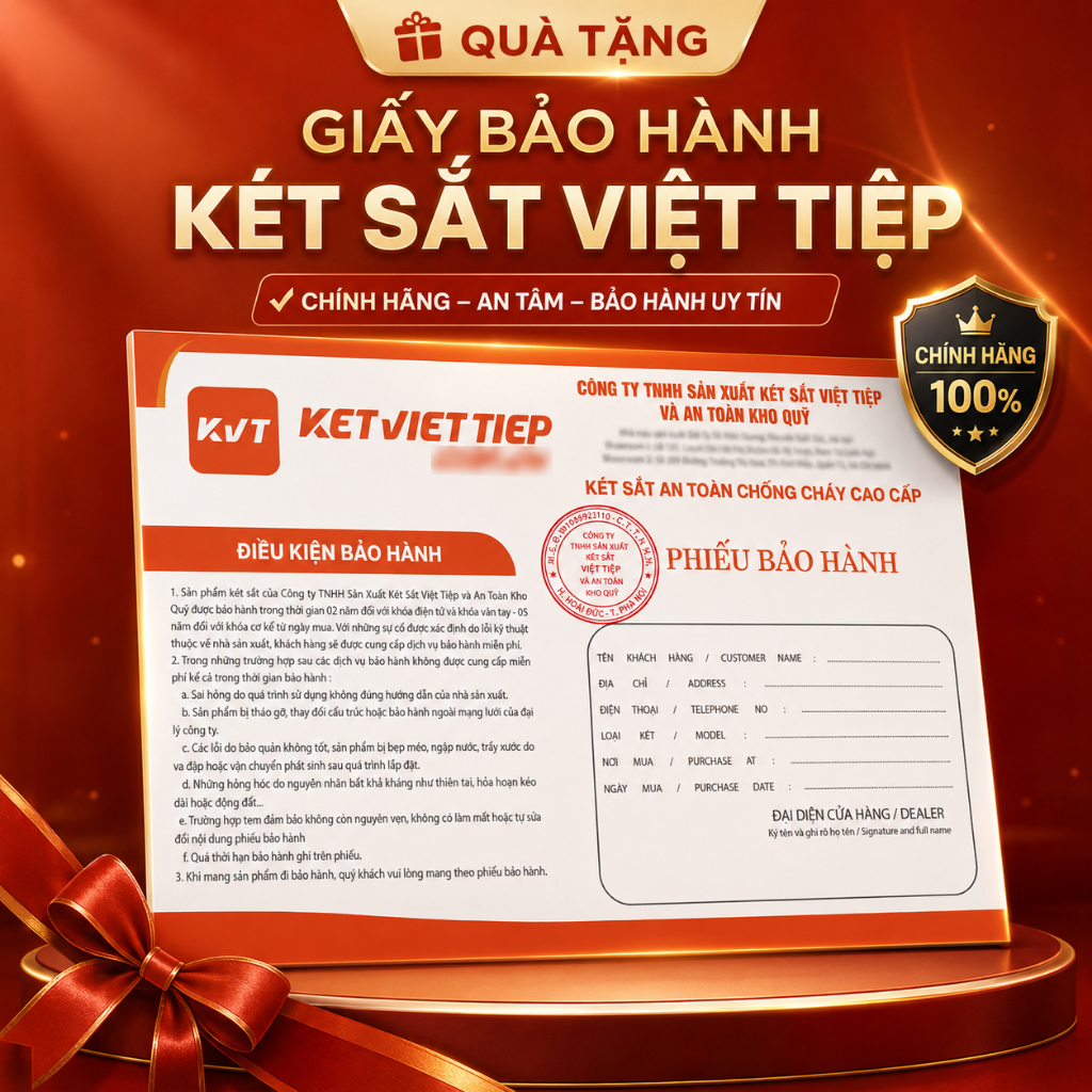 [Quà Tặng] Giấy Bảo Hành Két Sắt Việt Tiệp Khóa Vân Tay Điện Tử Chống Cháy Két Sắt Gia Đình Cao Cấp