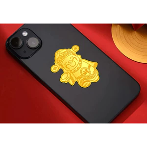 miếng dán Thần Tài mạ vàng 24k cầu may mắn tiền tài