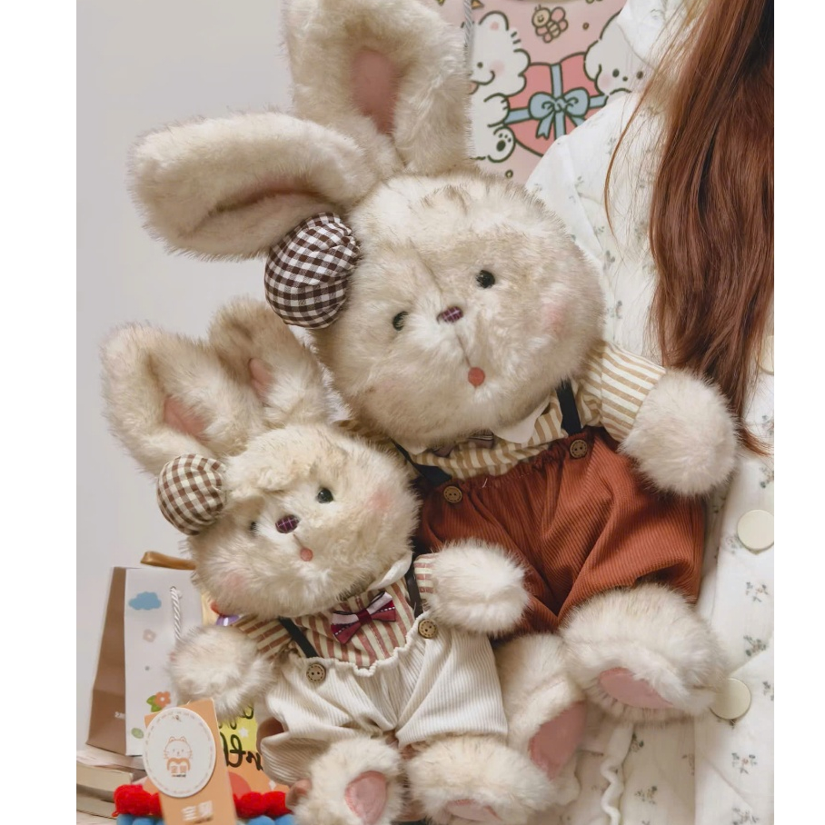Gấu Bông Thỏ Mặc Quần Áo Vest Siêu Đáng Yêu, Thỏ Bông Màu Lông Phai Bẩn Đặc Biệt Quà Tặng Cao Cấp Cho Bé,Bạn Gái
