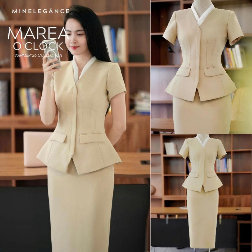 MINELEGÁNCE | ÁO VEST & CHÂN VÁY CHỮ A THANH LỊCH, SANG TRỌNG - MIN704
