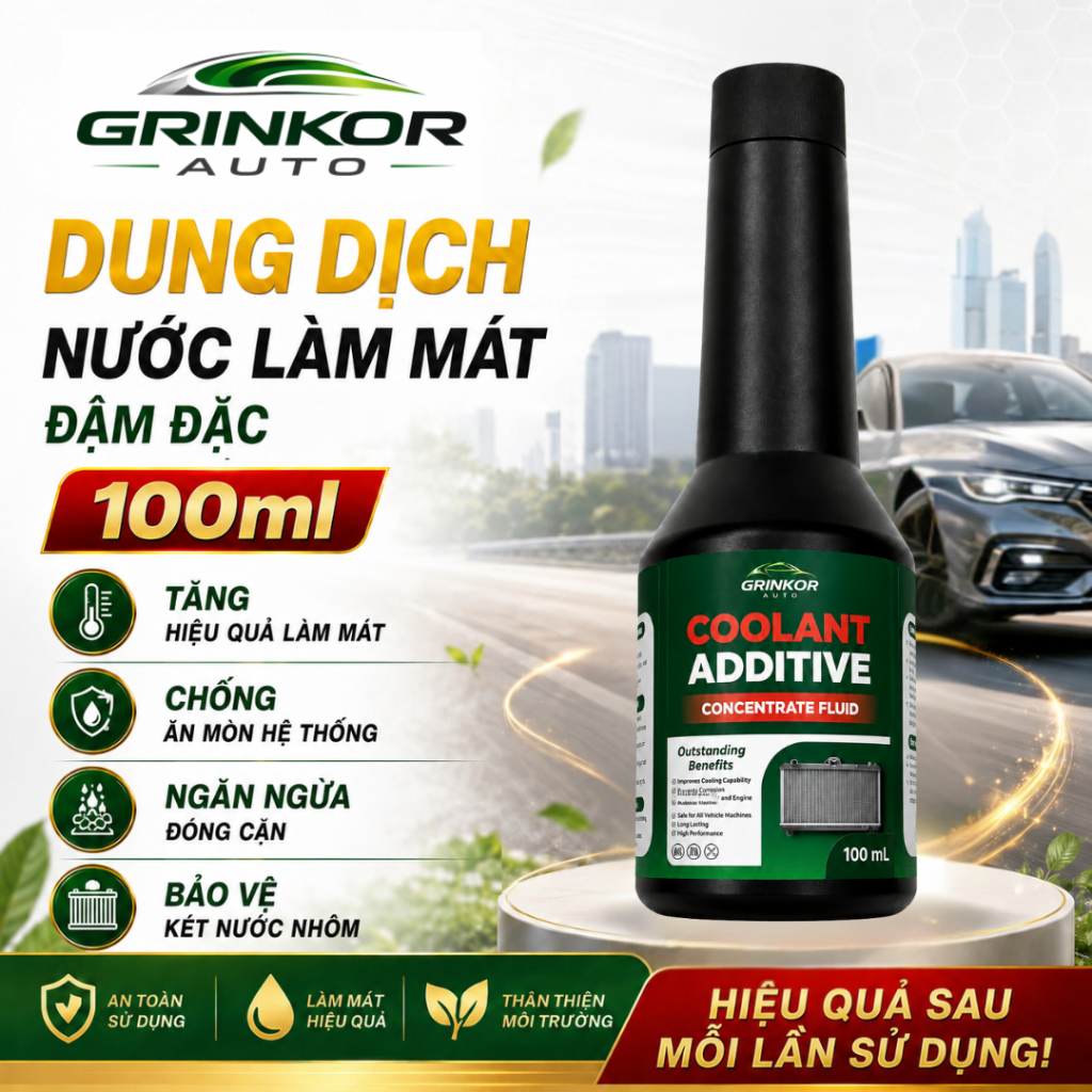 Dung Dịch Nước Làm Mát Đậm Đặc 100ml Grinkor Auto Hỗ Trợ Tản Nhiệt, Hạn Chế Ăn Mòn