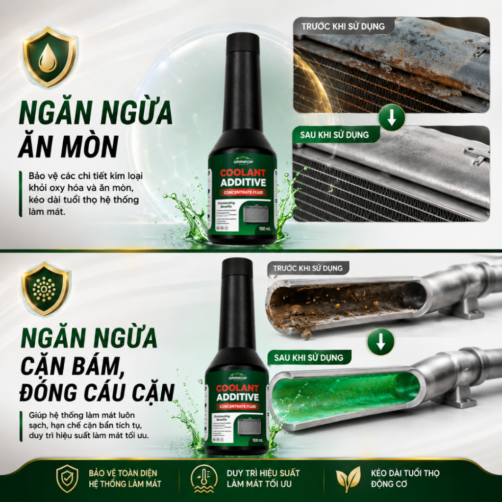 Dung Dịch Nước Làm Mát Đậm Đặc 100ml Grinkor Auto Hỗ Trợ Tản Nhiệt, Hạn Chế Ăn Mòn