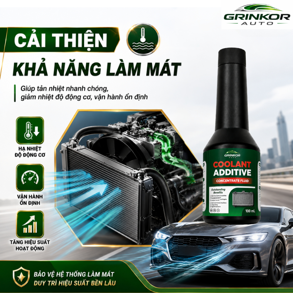 Dung Dịch Nước Làm Mát Đậm Đặc 100ml Grinkor Auto Hỗ Trợ Tản Nhiệt, Hạn Chế Ăn Mòn