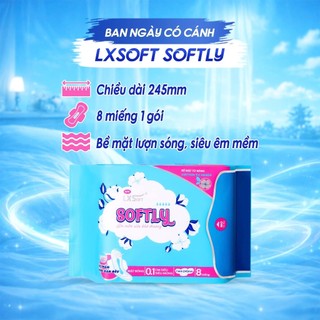 Băng vệ sinh Lxsoft Softly Bề Mặt Bông, KHÔNG BẠC HÀ, Siêu thấm hút phù hợp với làn da nhạy cảm