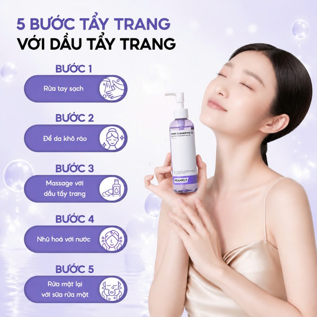 Dầu tẩy trang làm sạch sợi bã nhờn và mụn đầu đen Frankly BHA/LHA 200ml