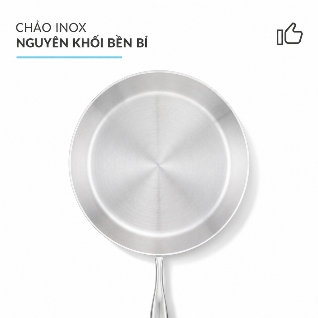 Bộ 3 Chảo Inox 316 Sâu Lòng Haatz 20/24/26cm Đáy Từ, Đa Năng, Bền Bỉ, Dùng Mọi Loại Bếp