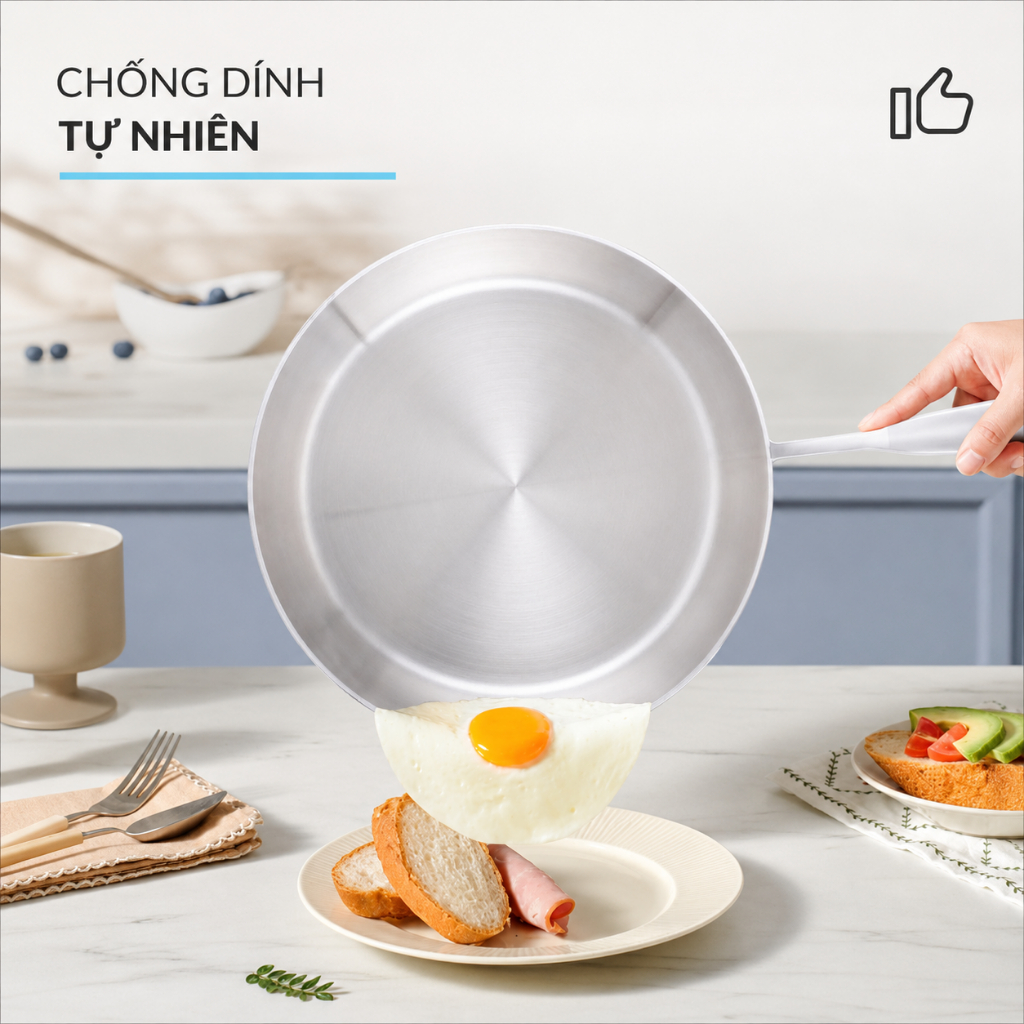 Bộ 3 Chảo Inox 316 Sâu Lòng Haatz 20/24/26cm Đáy Từ, Đa Năng, Bền Bỉ, Dùng Mọi Loại Bếp