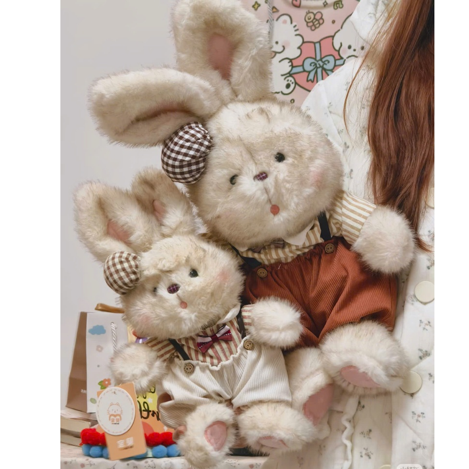 Gấu Bông Thỏ Tai Dài Mặc Quần Áo Vest Siêu Dễ Thương, Thỏ Bông Màu Lông Đặc Biệt Quà Tặng Sang Trong Cho Bé,Bạn Gái