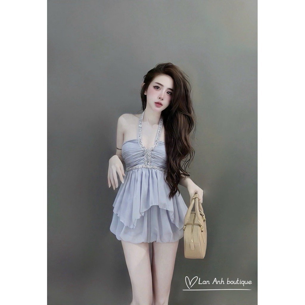 Set váy áo tơ bèo mix chân váy ngắn
