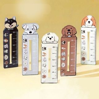 LEAFBOOK Set 5 Thước Kẻ Mini Mèo, Cún Ghép Hình Đáng Yêu Hot Trend – Kẻ Hình, Đánh Dấu, Đo Kích Thước Tiện Lợi