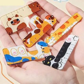 LEAFBOOK Set 5 Thước Kẻ Mini Mèo, Cún Ghép Hình Đáng Yêu Hot Trend – Kẻ Hình, Đánh Dấu, Đo Kích Thước Tiện Lợi