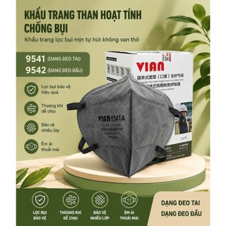 Khẩu Trang Than Hoạt Tính KN95 VIAN 9541A Đeo Tai Không Van | Chống Bụi, Khói, Mùi Hóa Chất | Hộp 25 Cái.