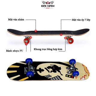 Ván Trượt Skateboard Trẻ Em Kích Thước 60cm Trục Kim Loại  Đại Nam Sport (Dành Cho Trẻ Dưới 10 Tuổi)