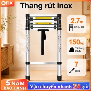 Thang Rút Đơn 2,7m tải 150kg An toàn cho gia đình và thợ, inox không gỉ bền chắc, gọn nhẹ bảo hành 24 tháng