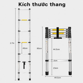 Thang Rút Đơn 2,7m tải 150kg An toàn cho gia đình và thợ, inox không gỉ bền chắc, gọn nhẹ bảo hành 24 tháng