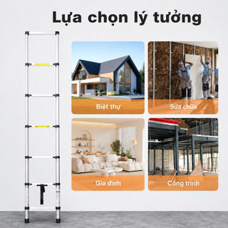 Thang Rút Đơn 2,7m tải 150kg An toàn cho gia đình và thợ, inox không gỉ bền chắc, gọn nhẹ bảo hành 24 tháng