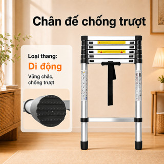 Thang Rút Đơn 2,7m tải 150kg An toàn cho gia đình và thợ, inox không gỉ bền chắc, gọn nhẹ bảo hành 24 tháng