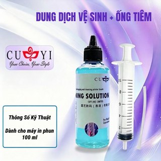 CUYI Dung dịch vệ sinh đầu in 100ml (kèm ống tiêm) – thông tắc, dùng mọi máy in phun, an toàn