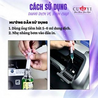 CUYI Dung dịch vệ sinh đầu in 100ml (kèm ống tiêm) – thông tắc, dùng mọi máy in phun, an toàn