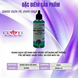 CUYI Dung dịch vệ sinh đầu in 100ml (kèm ống tiêm) – thông tắc, dùng mọi máy in phun, an toàn