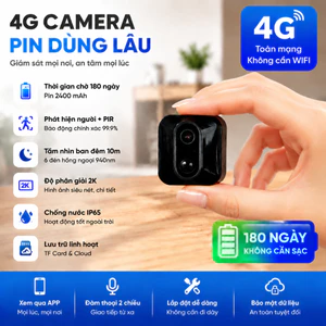 Camera 4G Mini V99AI P2H Trong Nhà Không WiFi Pin 2400mAh Cảm Biến PIR AI 2K HD Hồng Ngoại Ban Đêm