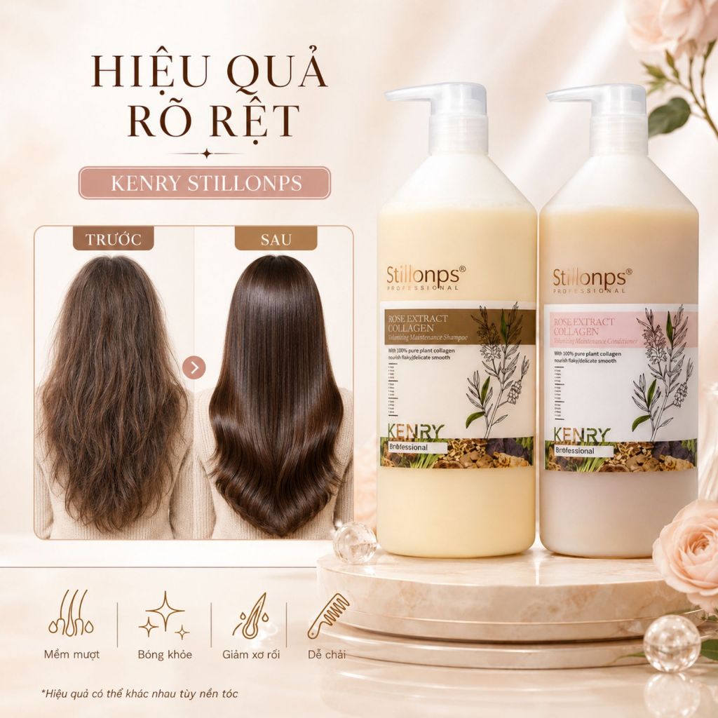 Combo Dầu Gội Xả KENRY Stillonps 500ml - 800ml Hỗ Trợ Phục Hồi Tóc Khô Xơ, Dưỡng Tóc Mềm Mượt