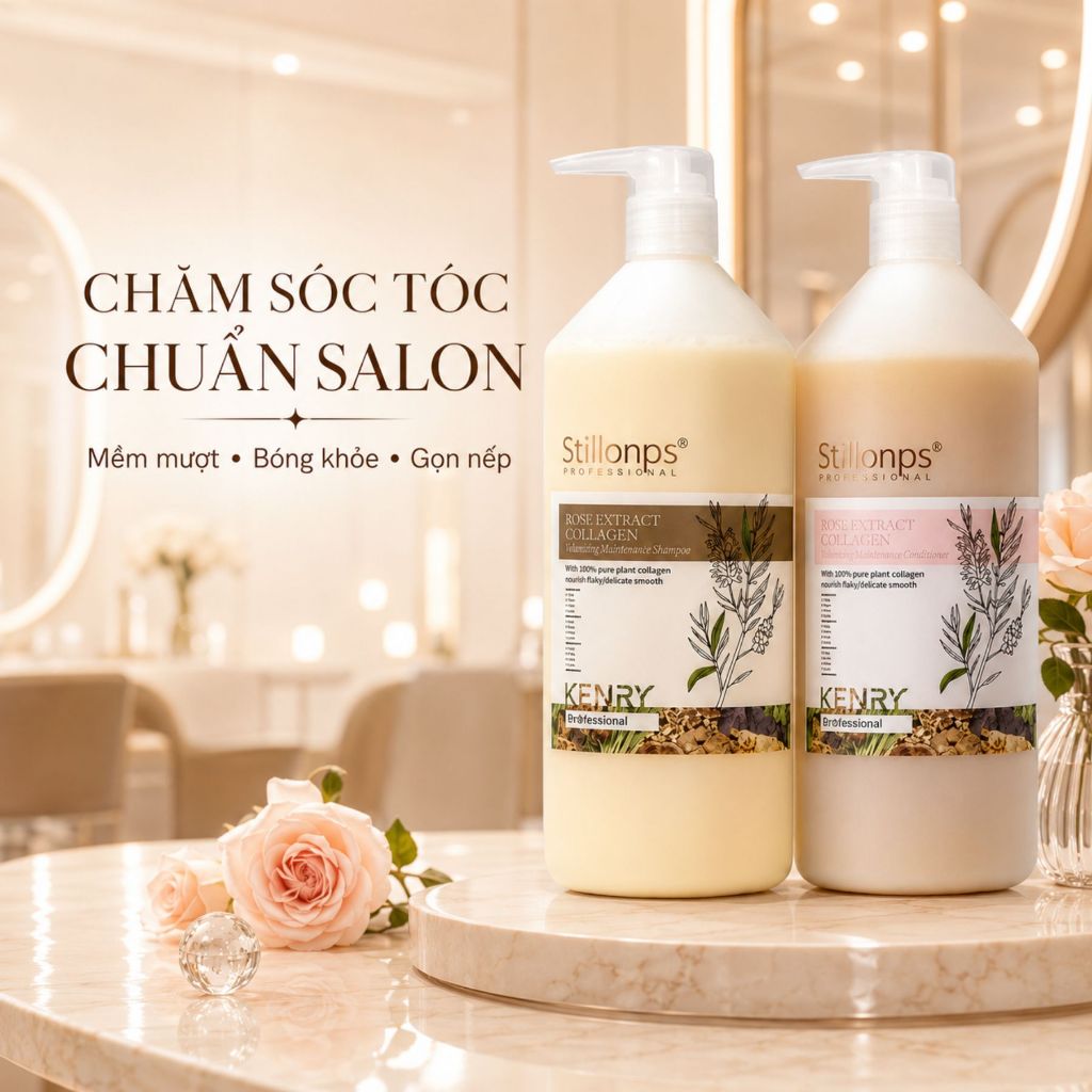 Combo Dầu Gội Xả KENRY Stillonps 500ml - 800ml Hỗ Trợ Phục Hồi Tóc Khô Xơ, Dưỡng Tóc Mềm Mượt