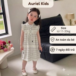 Váy Bé Gái, Váy Cổ Tàu Thiết Kế Tiểu Thư Nhẹ Nhàng Chất Liệu Mềm Mại Mặc Mùa Hè Cho Bé