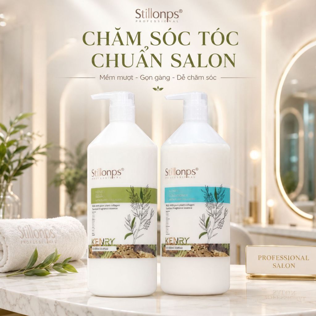 Combo Dầu Gội Xả Kenry Stillonps 500ml - 800ml Hỗ Trợ Giảm Gàu, Làm Sạch Bã Nhờn, Tóc Mềm Mượt