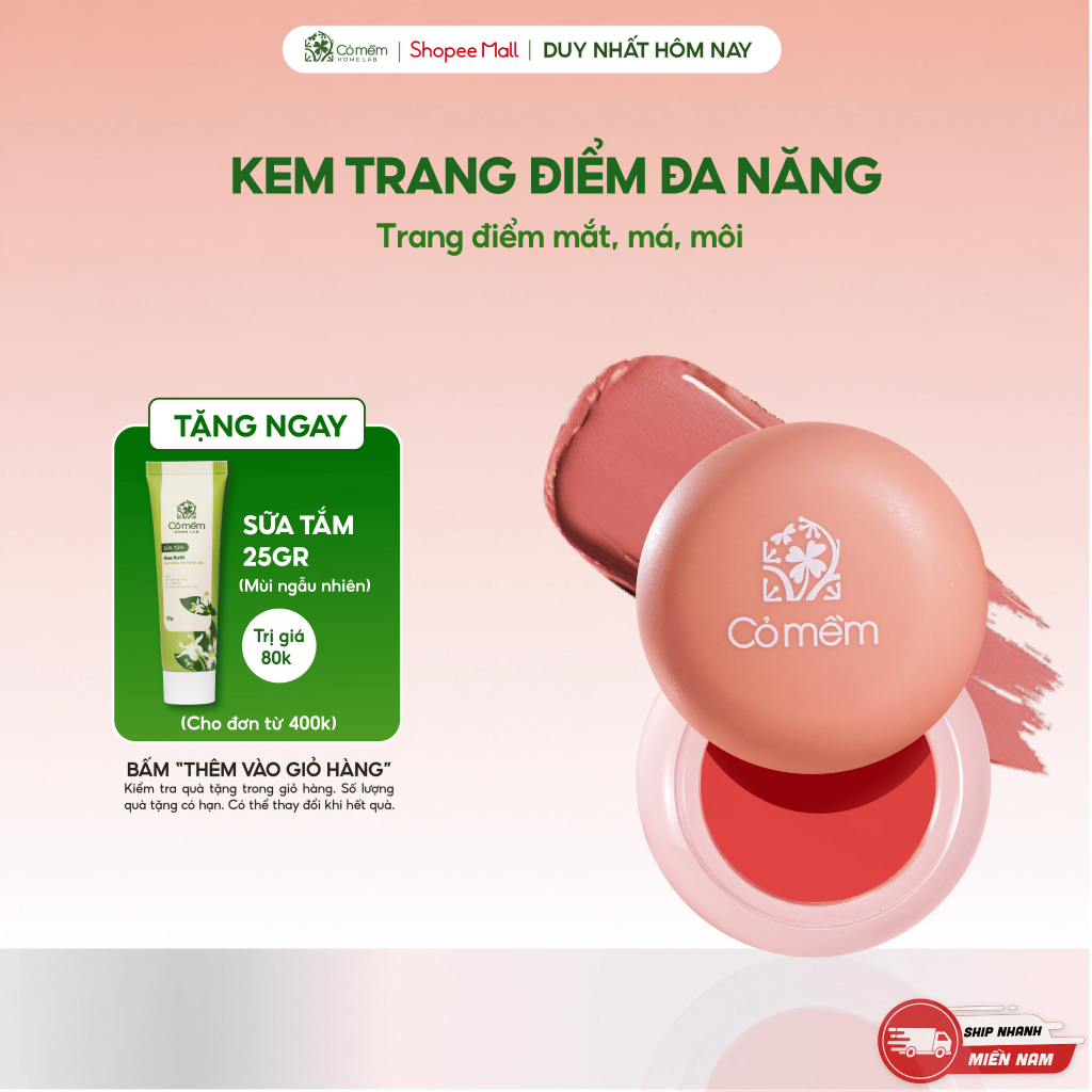 Kem Trang Điểm Đa Năng Tích Hợp Phấn Mắt Son Môi Kem Má Thủy Tinh Cỏ Mềm