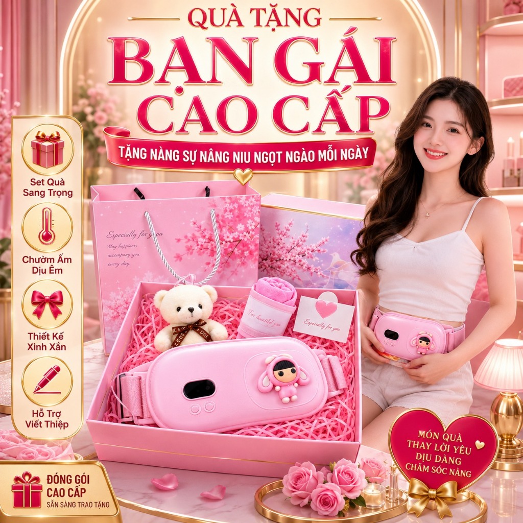 Máy Chườm Bụng Kinh Nguyệt, Máy Massage Bụng Kinh Giảm Đau Bụng Lưng Tức Thì, Combo Quà Tặng Bạn Gái Ý Nghĩa